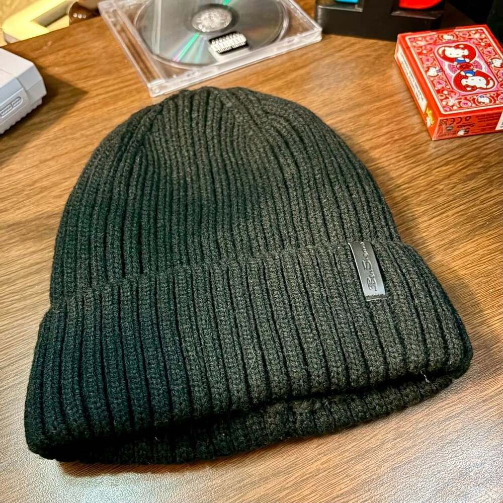 Ben Sherman Ribbed Beanie Green Acrylic Polyester Fur Lined BSH2P399